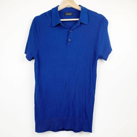Zara Other - ZARA Man Viscosa Blue Polo Shirt  XS